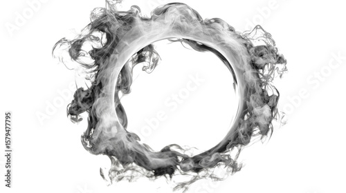 Thick round vapor swirl with visible texture in circular loop, best used for design backgrounds or logo intros on a transparent background