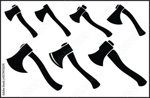 Black Axe Collection Vector Silhouettes Set