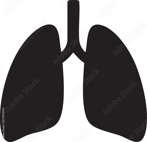 Black and White Silhouette Illustration of Human Lungs for Medical or Healthcare Concepts