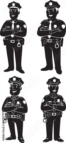 Smiling Policeman Cartoon Character silhouette