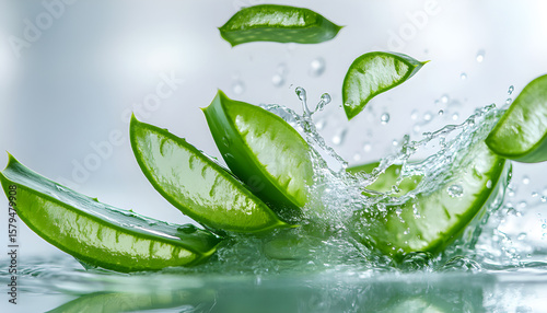 Wallpaper Mural Aloe juice splash with Aloe pieces, isolated on a transparent background, healthy nutrition Torontodigital.ca