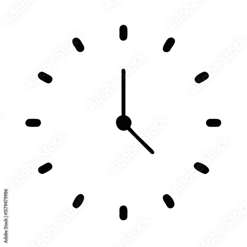 Clock face showing time at five o'clock vector graphic timekeeping illustration