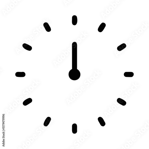 Clock face showing twelve o'clock midnight or noon time vector illustration icon