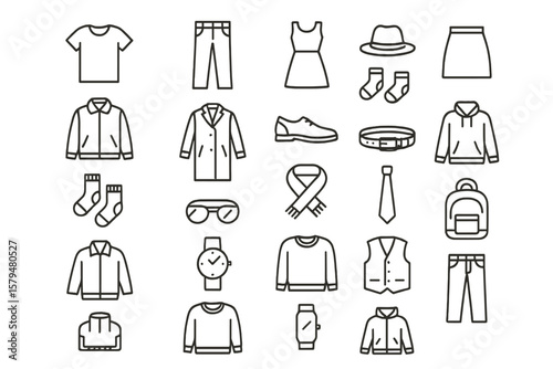 Fashion items arranged in a well-organized layout showcasing various clothing and accessories for different occasions