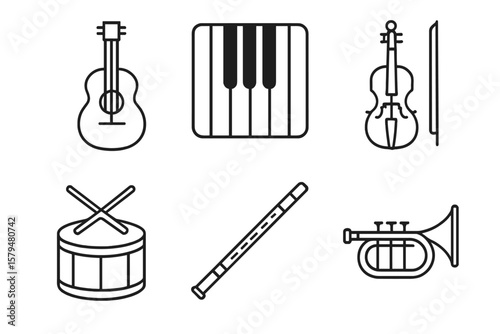 Musical instruments arranged in a creative layout showcasing diverse sounds and styles