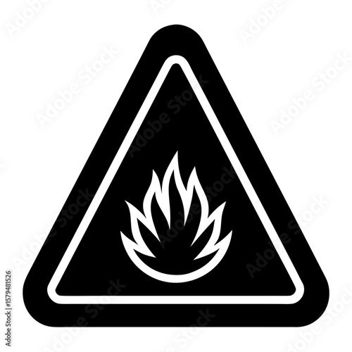 Hazardous flammable warning sign danger flame silhouette vector illustration