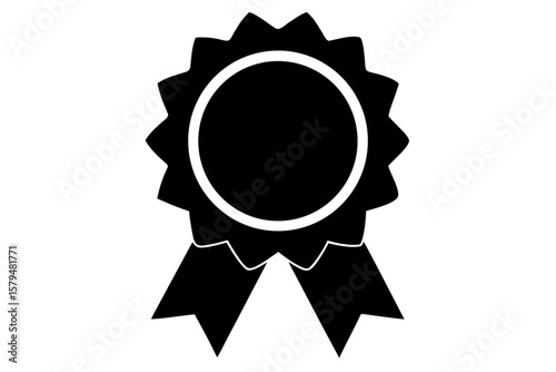 Elegant award ribbon badge seal emblem graphic silhouette vector illustration
