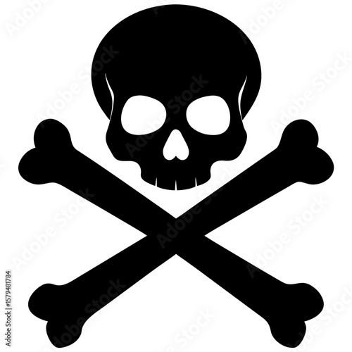 Skull and crossbones danger sign death symbol silhouette vector illustration