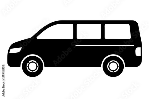 Detailed transport vehicle minivan automobile silhouette vector illustration