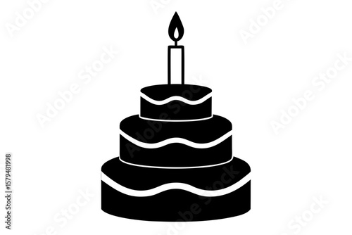 Celebration tiered cake dessert sweet silhouette vector illustration