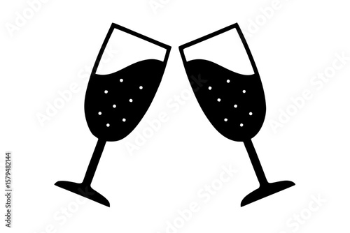 Toast celebration drink wine glass party cheers silhouette vector illustration