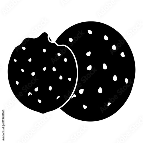 Delicious coconut macaroon baked dessert silhouette vector illustration