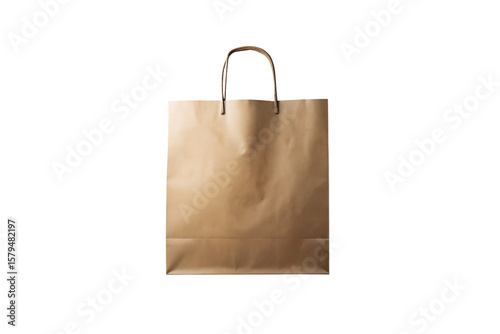 A simple brown paper shopping bag with handles isolated on white background