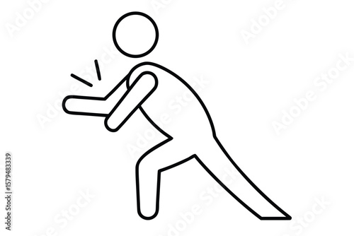 Stick figure pushing or pulling with force and determination