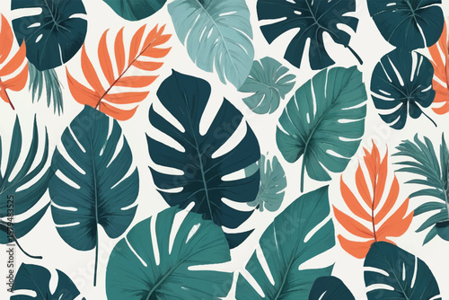 tropical leaves seamless pattern background	