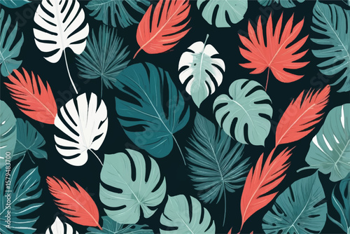 tropical leaves seamless pattern background	