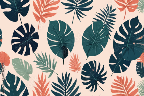 tropical leaves seamless pattern background	