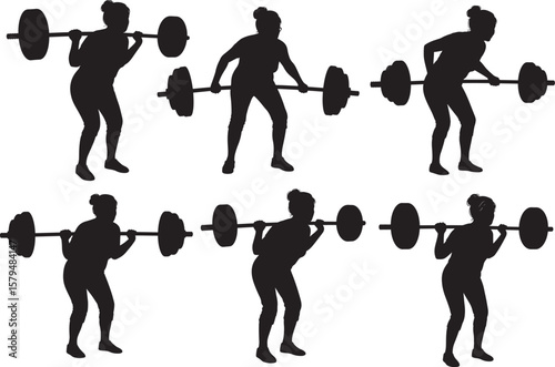 Elderly Woman Lifting Weights Cartoon silhouette