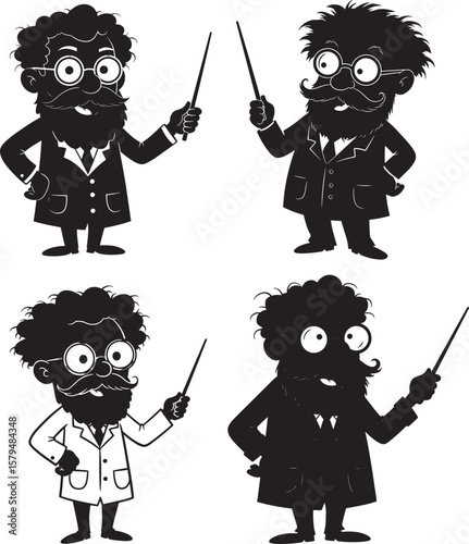 Science Professor Holding Pointer Stick silhouette