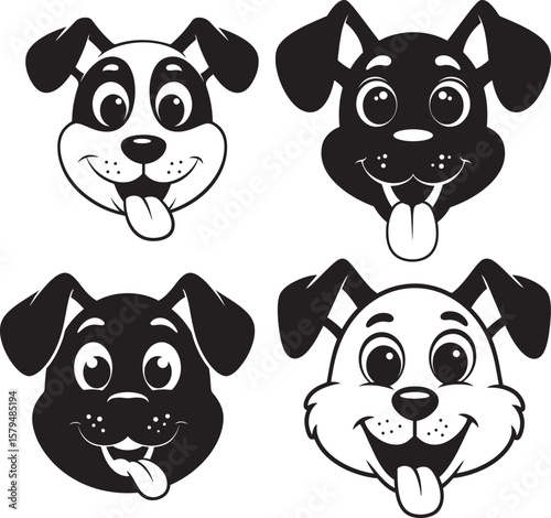 Happy Dog Face With Tongue And Big Eyes silhouette