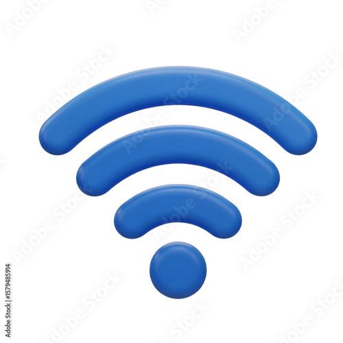 Blue 3d wi fi signal icon isolated on transparent background