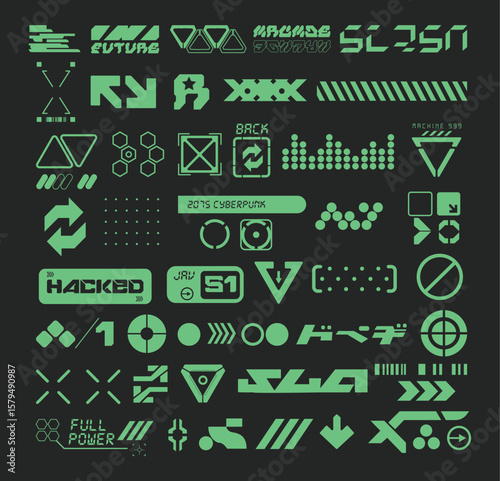 Cyberpunk Design Elements Pack – Futuristic HUD, Glitch Effects, and Neon Tech Shapes