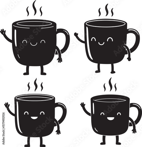 Cute Mug Cartoon Character silhouette