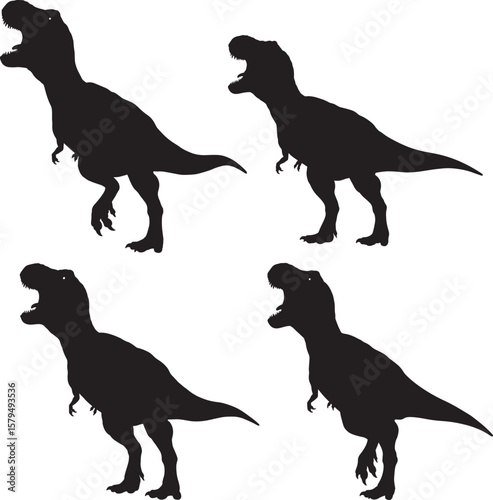 Trex Dinosaur Silhouette Set Collection silhouette