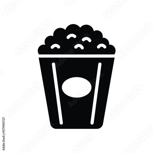 Popcorn Bucket Icon, Cinema Snack, Movie Time Symbol