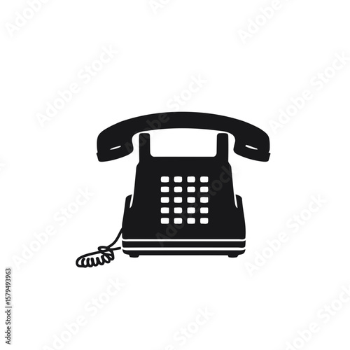 Retro telephone icon isolated on white, a vintage communication symbol for call and contact service