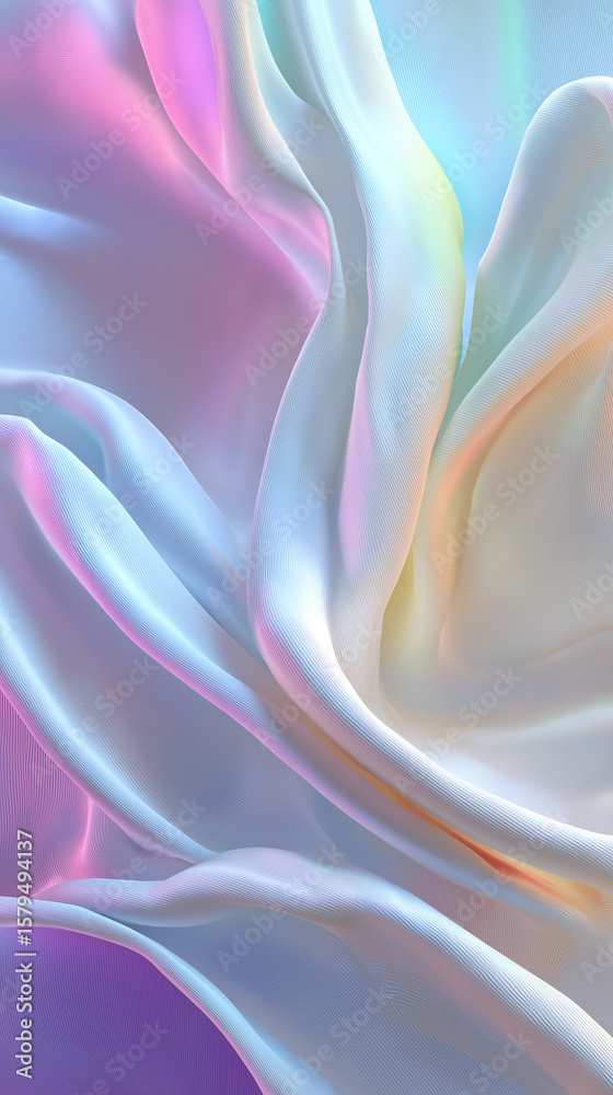 Obraz premium Pastel Iridescent Silk Fabric Folds in Soft Light