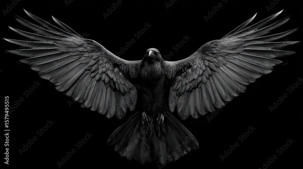 Naklejka premium Mystical Black Wings: Embracing the Darkness of Fantasy and Flight