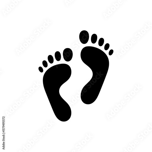 Black Footprints Symbolizing Childhood Innocence, Growth, and Journeys Across Life's Path on White Background