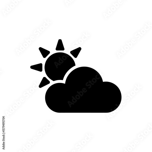 Partially Cloudy Weather Icon Showing a Sun Behind the Cloud, Predicting Weather