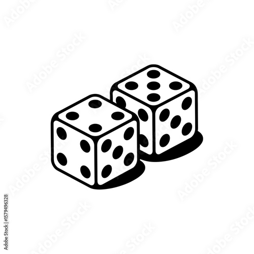 An Illustration of Dice with Black Fill Presenting the Numbers for Games of Chance