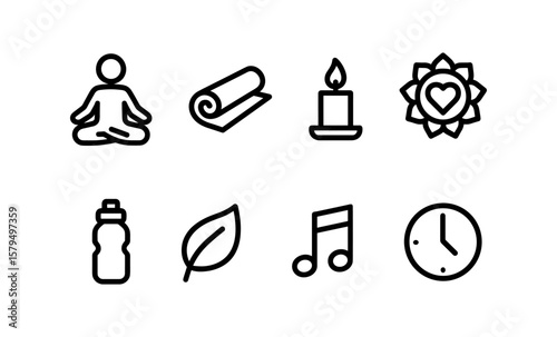 Minimalistic icon set for yoga and relaxation themes