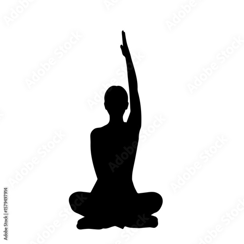 Silhouette of a person practicing yoga in a seated position  