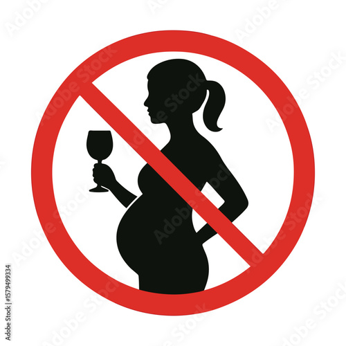 No Alcohol During Pregnancy Icon – Warning Symbol for Expectant Mothers

