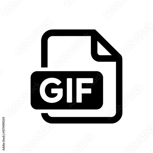 Black and White GIF File Icon Demonstrating a Graphic Interchange Format File Extension