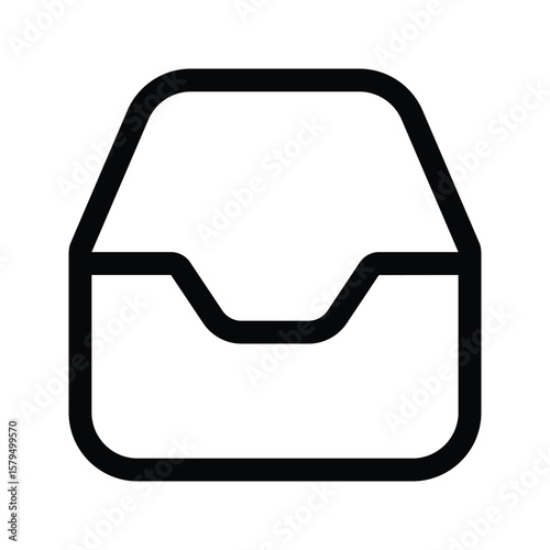 Inbox tray outline icon for email, incoming messages, and mail notifications.