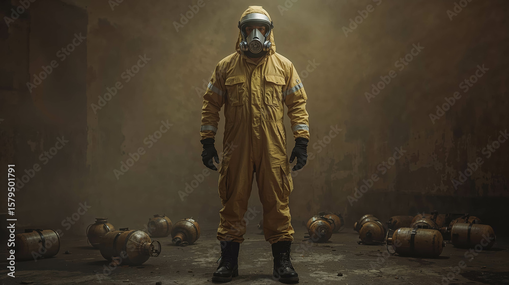 Fototapeta premium Hazmat Suit in Abandoned Space