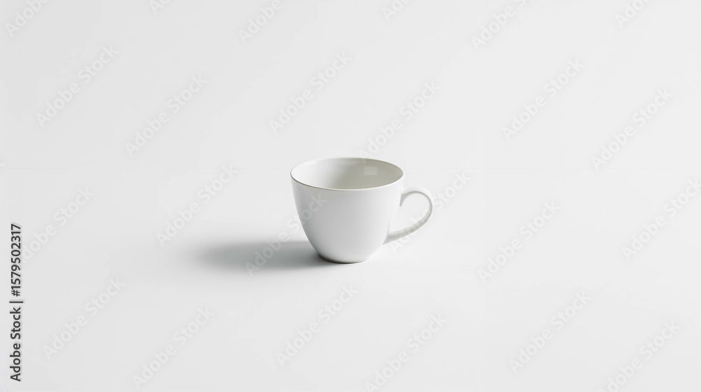 Elegant White Ceramic Cup on Minimalist Background Elegant White Ceramic Cup on Minimalist Background