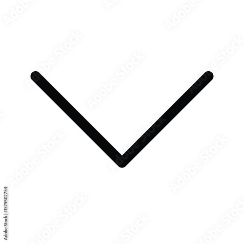 Chevron down outline icon for dropdown menu, expand, and navigation.