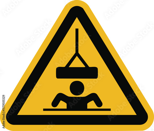 Warning Sign Of Overhead Load Danger Crane Hook Lifting Equipment Safety Symbol Industrial Caution Pictogram Workplace Hazard

