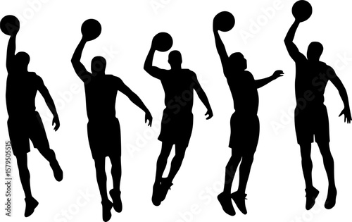 basketball slam dunk process silhouette
