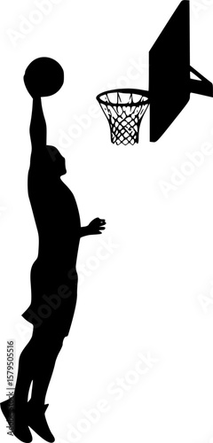 basketball slam dunk process silhouette
