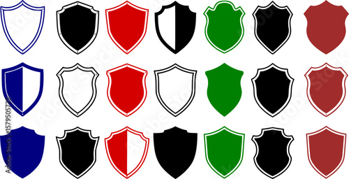 shield vector set line black vector design illustrator
