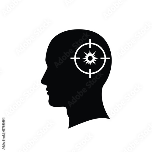 Silhouette head target symbol crosshairs
