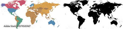 Colorful Continent Political World Map Design
