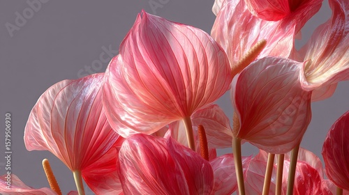 Pink and Red Anthurium Flowers Closeup